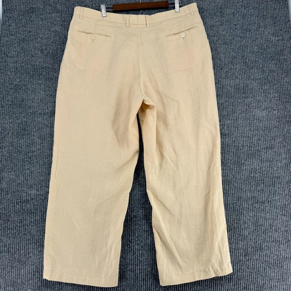 Vintage Man of Fashion men's 100% linen pleated trousers euro summer beige 42x34